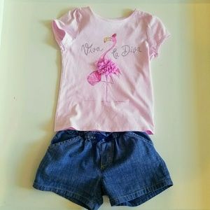 Girls Lands End Top and Gymboree Chambray Shorts